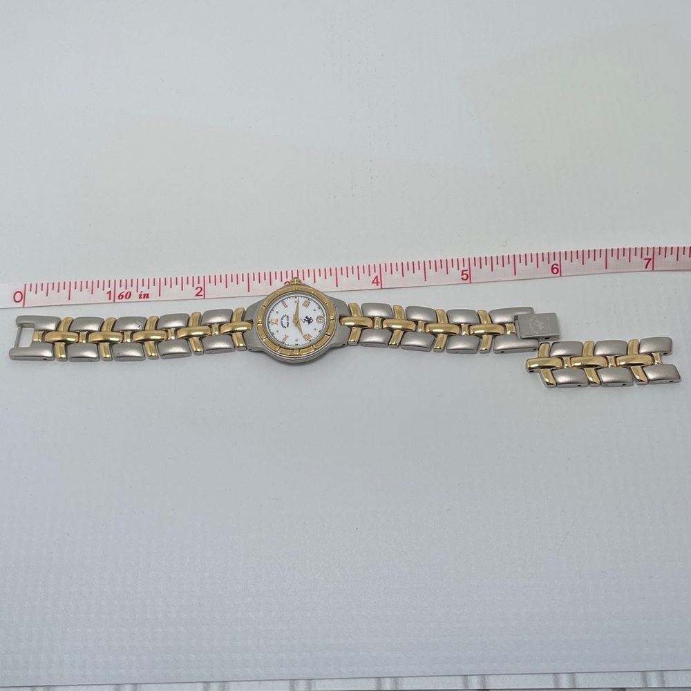 Vintage Women's 23k Gold Plated 2 Tone Watch by Beverly Hills Polo Club - Picture 4 of 12
